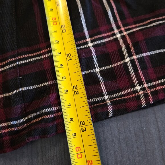 Black plaid flannel shirt with frills L (8-10) - Picture 7 of 8